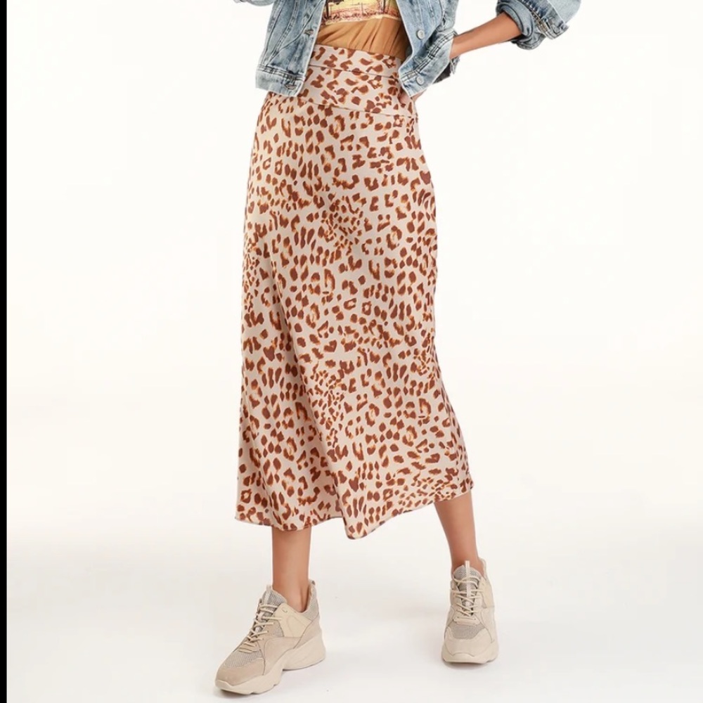 Free People Leopard silk skirt